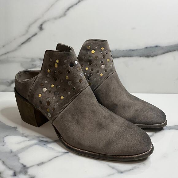 Seychelles SEY Collection | Women's Distressed Gray Suede Studded Mules 10 - Picture 1 of 8